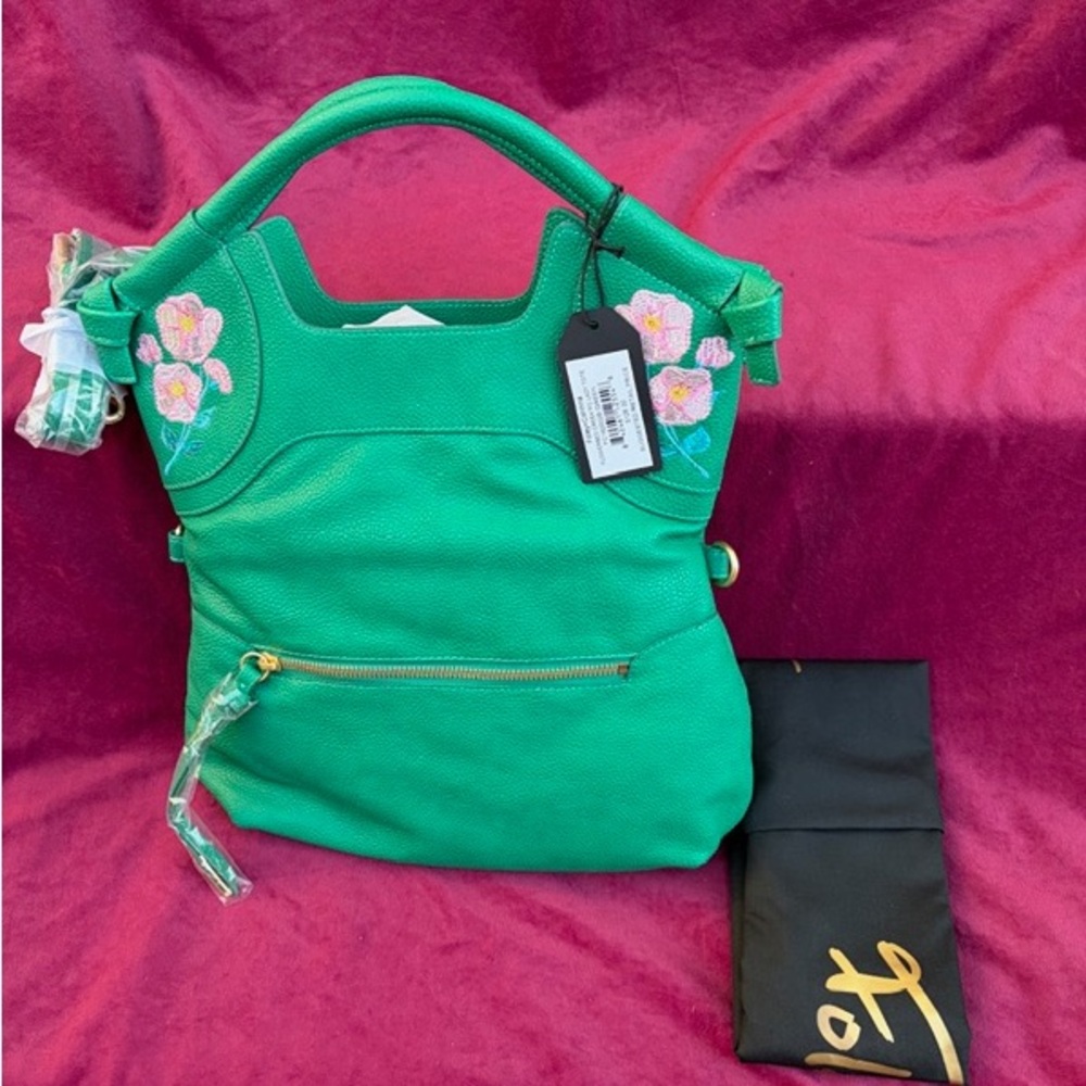 New Foley & Corinna Green Embroidered Women's Bag - Picture 2 of 6